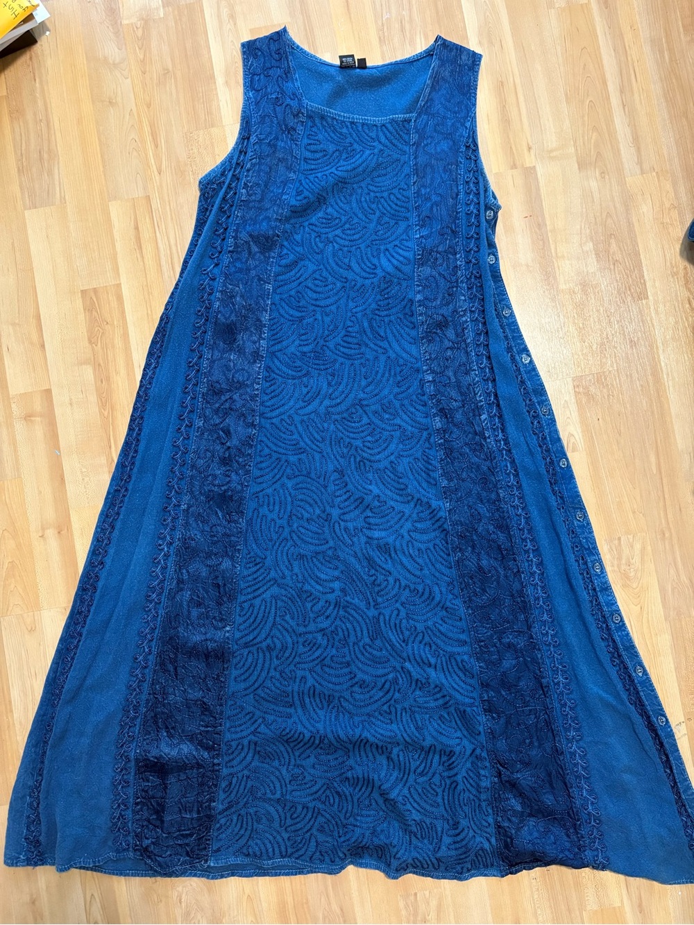Vintage Blue A-Line Textured Panel Dress
